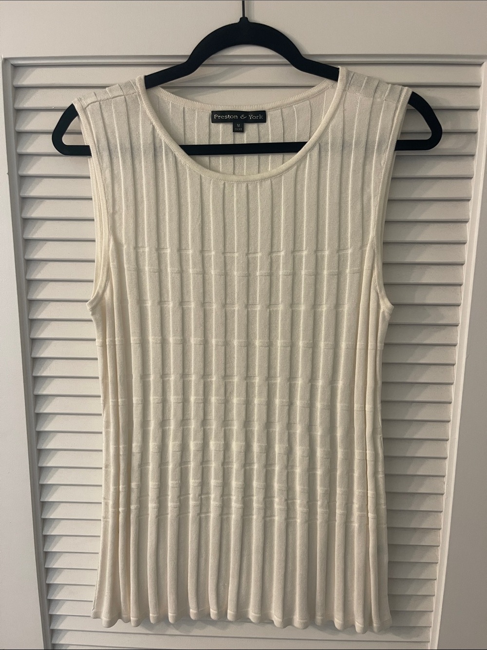 Preston & York Ivory Ribbed Sleeveless Knit Shell